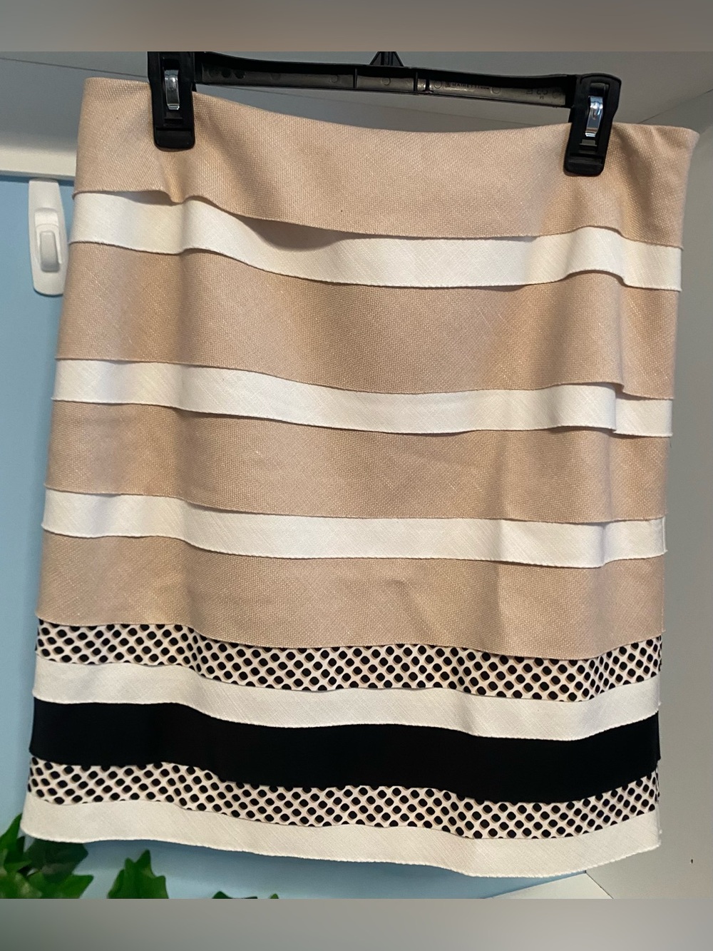 White House Black Market business casual striped tiered pencil skirt 10